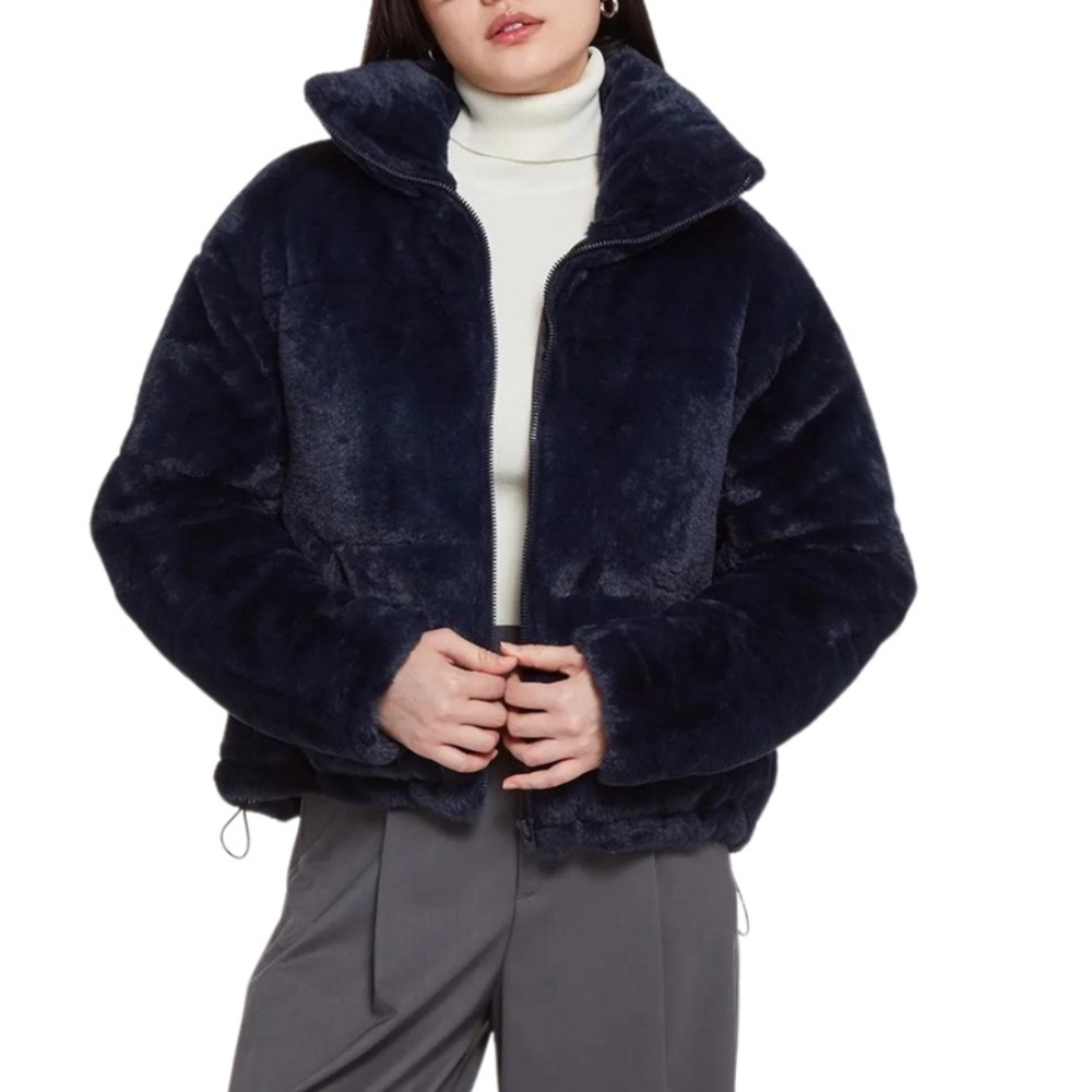 Apparis Unisex Billie Faux Fur Jacket, Navy Blue Size 16Y New w/Tag in packaging